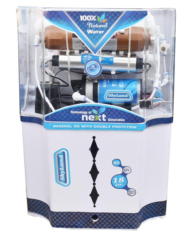 AquaFresh SkyLand 18 L RO UV UF COPPER FILTER TDS Water Purifier White Blue - Image 1