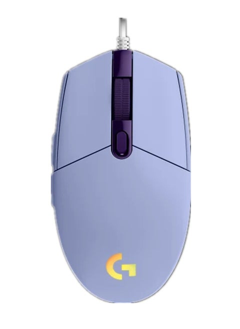 ماوس ألعاب سلكي عالي الأداء من لوجيتك G102، إضاءة RGB بتقنية Lightsync، دقة 200-8000 نقطة في البوصة، مستشعر مخصص للألعاب، تصميم كلاسيكي بستة أزرار، لون أرجواني