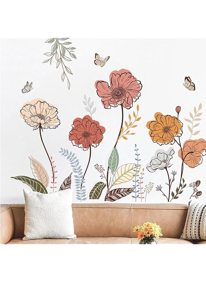 erorex Flower Wall Stickers Unique Removable Flowers Wall Sticker Peel And Stick Self Adhesive Vinyl Colorful Floral Wall Decals Stick Wall Art Decals For Living Room Bedroom Tv Wall  - Image 2