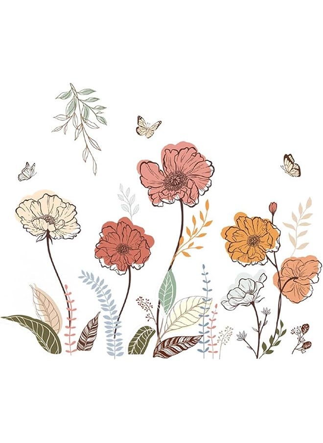 erorex Flower Wall Stickers Unique Removable Flowers Wall Sticker Peel And Stick Self Adhesive Vinyl Colorful Floral Wall Decals Stick Wall Art Decals For Living Room Bedroom Tv Wall  - Image 1