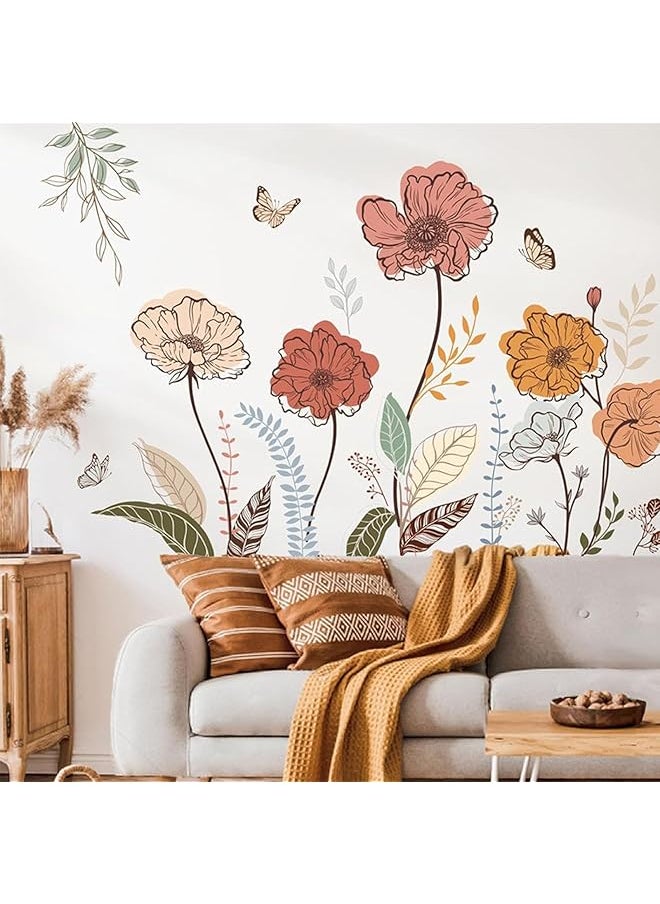 erorex Flower Wall Stickers Unique Removable Flowers Wall Sticker Peel And Stick Self Adhesive Vinyl Colorful Floral Wall Decals Stick Wall Art Decals For Living Room Bedroom Tv Wall  - Image 3