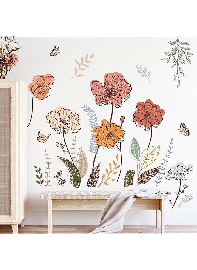 erorex Flower Wall Stickers Unique Removable Flowers Wall Sticker Peel And Stick Self Adhesive Vinyl Colorful Floral Wall Decals Stick Wall Art Decals For Living Room Bedroom Tv Wall  - Image 4