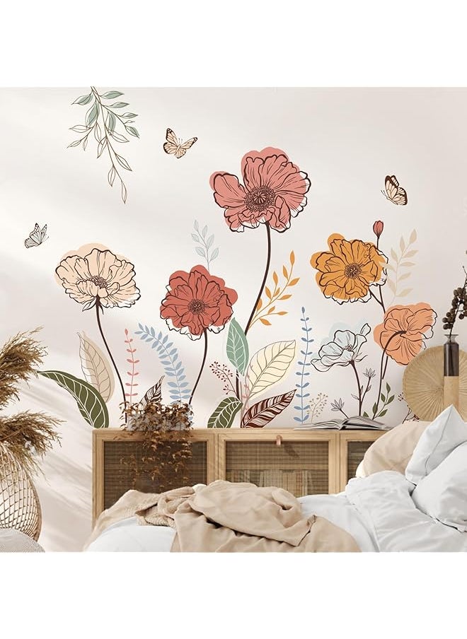 erorex Flower Wall Stickers Unique Removable Flowers Wall Sticker Peel And Stick Self Adhesive Vinyl Colorful Floral Wall Decals Stick Wall Art Decals For Living Room Bedroom Tv Wall  - Image 5