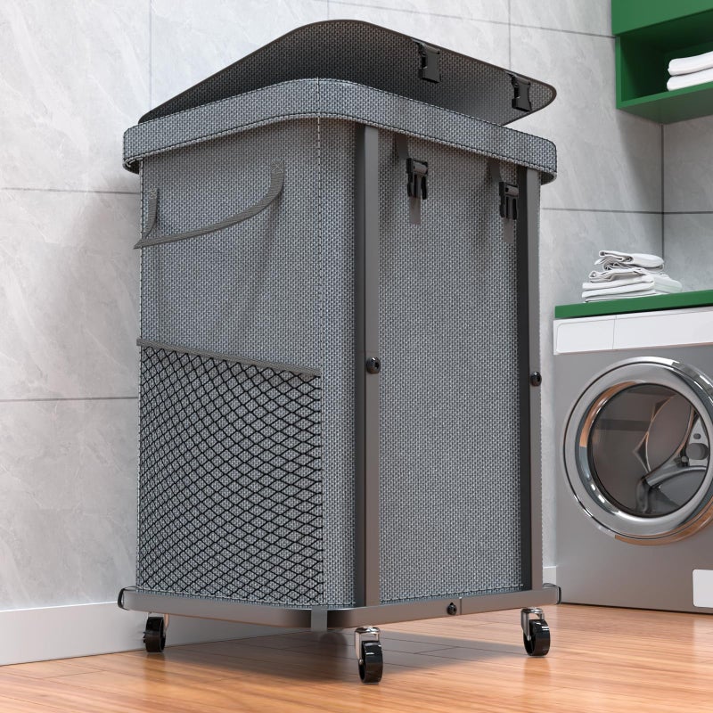 kunlabori 40 Gal(150L) High Grade Large Laundry Basket with Wheels, Rolling Laundry Hamper, Laundry Cart with Metal Frame and Removable Bag Design, Suitable for Laundry Room, Bedroom - Image 1