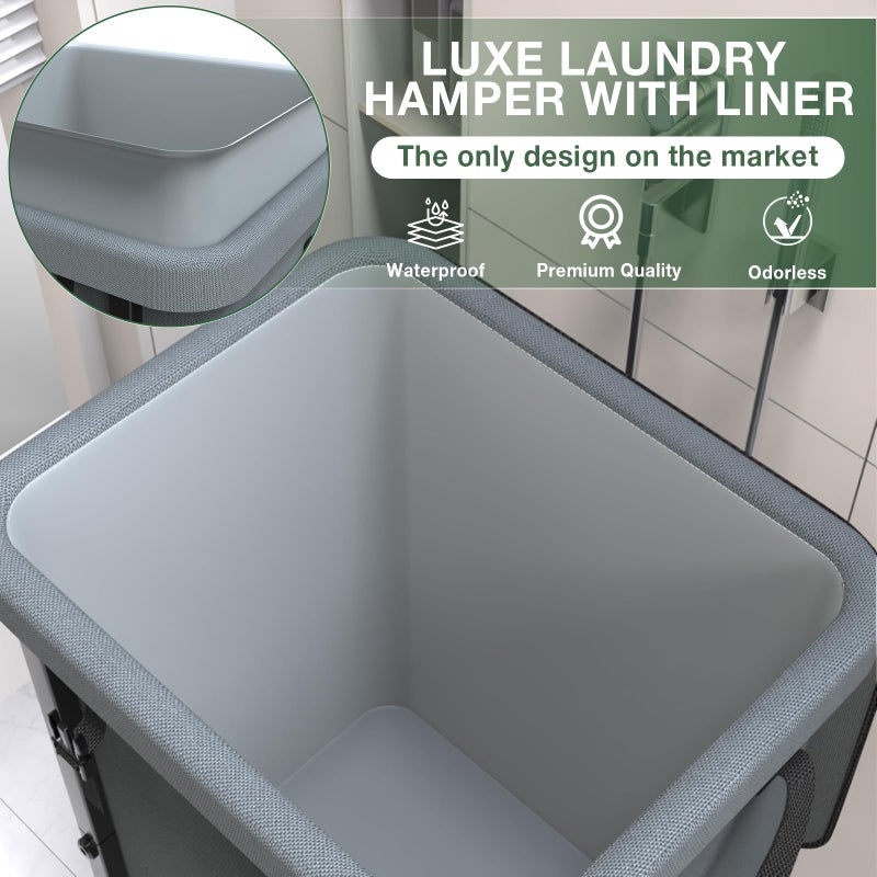 kunlabori 40 Gal(150L) High Grade Large Laundry Basket with Wheels, Rolling Laundry Hamper, Laundry Cart with Metal Frame and Removable Bag Design, Suitable for Laundry Room, Bedroom - Image 3