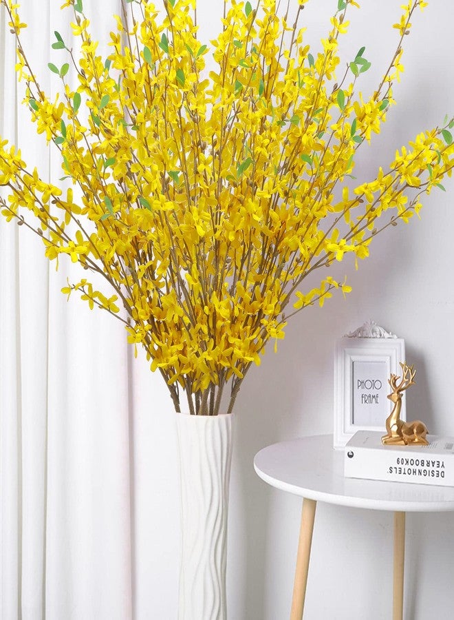 U'Artlines 4Pcs Artificial Forsythia Flower Branches 39.4 Inch Long Stem Silk Fake Winter Jasmine Simulation Yellow Flowers Bouquets for DIY Floral Arrangement Wedding Party Home Office Decor - Image 1