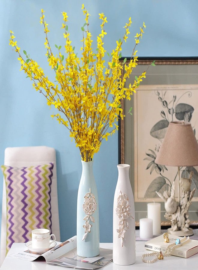U'Artlines 4Pcs Artificial Forsythia Flower Branches 39.4 Inch Long Stem Silk Fake Winter Jasmine Simulation Yellow Flowers Bouquets for DIY Floral Arrangement Wedding Party Home Office Decor - Image 2