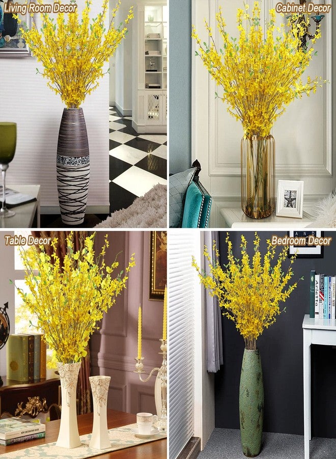 U'Artlines 4Pcs Artificial Forsythia Flower Branches 39.4 Inch Long Stem Silk Fake Winter Jasmine Simulation Yellow Flowers Bouquets for DIY Floral Arrangement Wedding Party Home Office Decor - Image 5