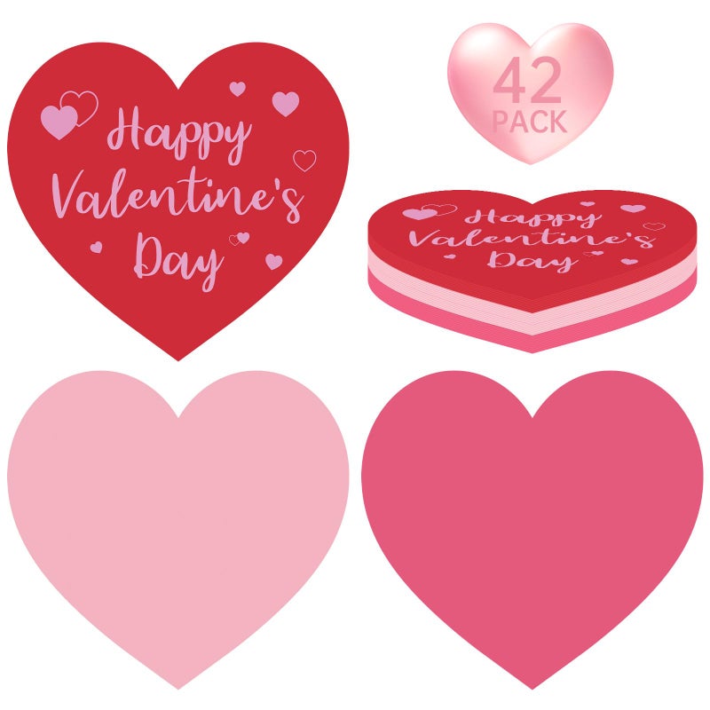 Litmitfu 42 Pack Happy Valentines Napkins - Valentine Day Heart Napkin, Red Pink Heart Shape Disposable Luncheon Dinner Paper Napkins Set for Valentines Day Party Supplies Favors Table Decorations, 3 Styles - Image 1