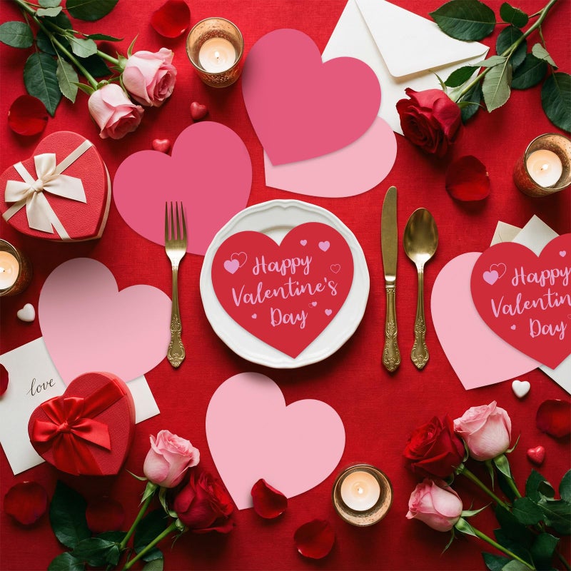 Litmitfu 42 Pack Happy Valentines Napkins - Valentine Day Heart Napkin, Red Pink Heart Shape Disposable Luncheon Dinner Paper Napkins Set for Valentines Day Party Supplies Favors Table Decorations, 3 Styles - Image 2