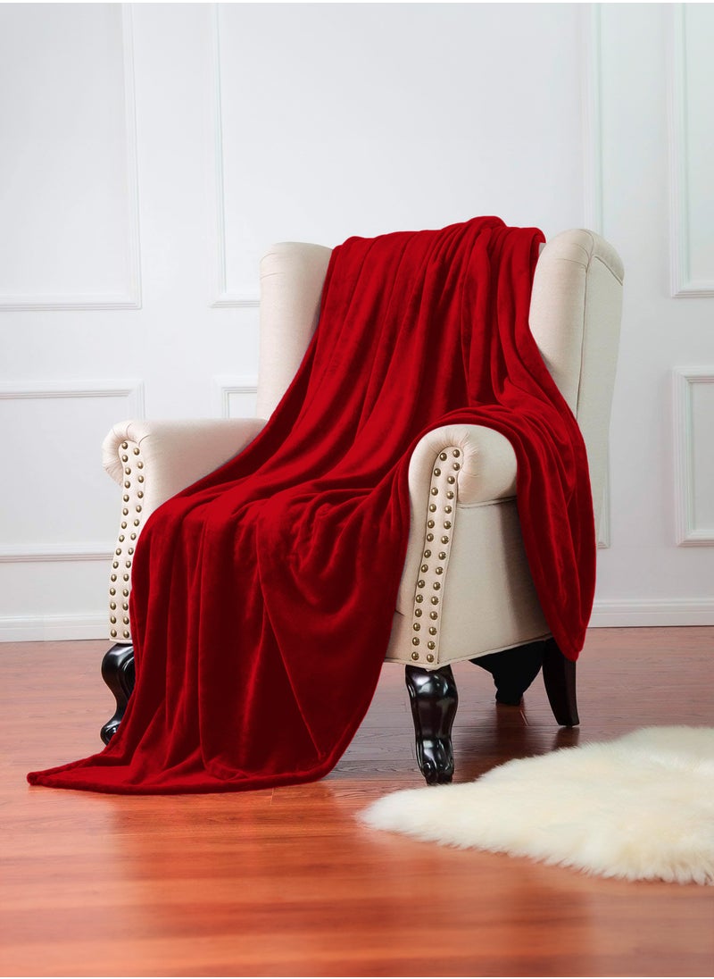 GOODNIGHT Premium Royal Double Fleece Blanket – 310 GSM, Ultra-Soft & Warm, All-Season Bed Blanket – 200 x 230 cm, Red – Cozy Microfiber Throw for Sofa & Bedroom  - Image 5