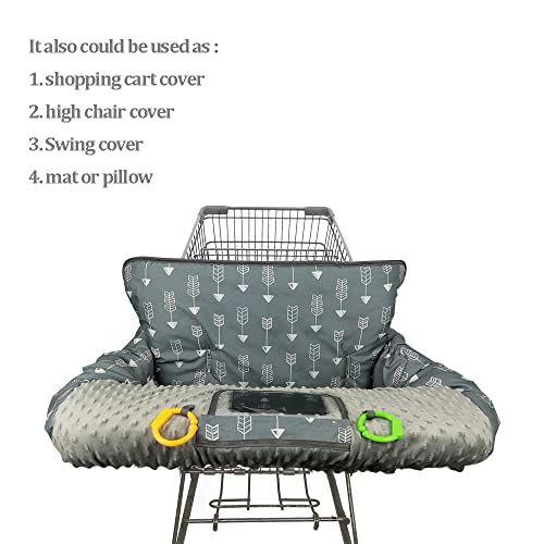RHYDEER Shopping cart Cover for Babieshigh Chair Cover Dotted Minky Touching Multi in 1 Design 360 Full Protection roll in and go Universal fit Grey - Image 3