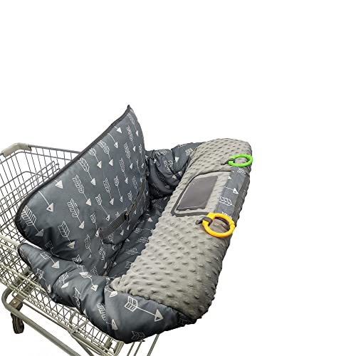 RHYDEER Shopping cart Cover for Babieshigh Chair Cover Dotted Minky Touching Multi in 1 Design 360 Full Protection roll in and go Universal fit Grey - Image 1