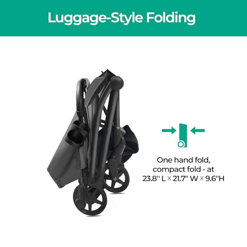 Mompush Lithe Lightweight Stroller, Compact One-Hand Fold Travel Stroller for Airplane Friendly, Reclining Seat and Large Canopy, with Rain Cover & Travel Carry Bag & Cup Holder - Image 4