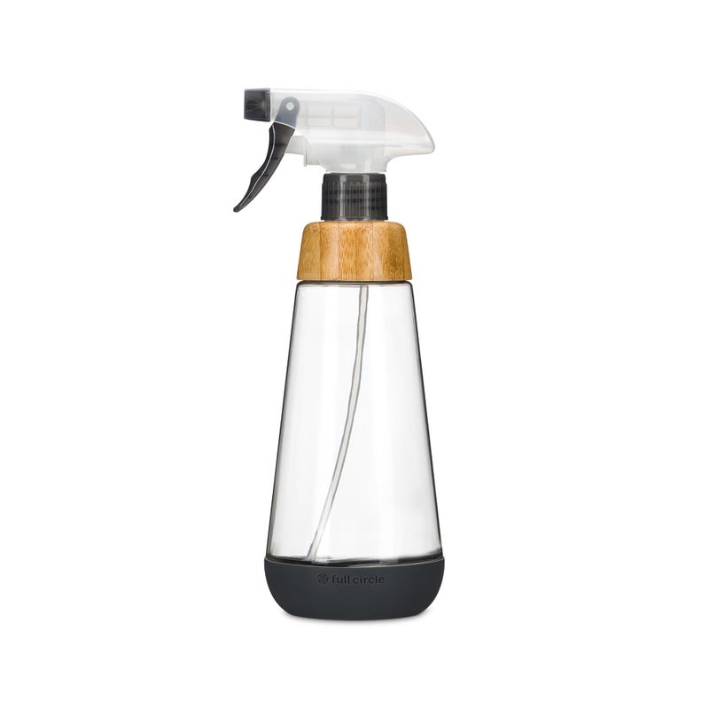 Full Circle Full Circle Bottle ServiceRefillable Glass Spray Bottle for Cleaning Versatile Stream  Mist Options Bamboo Silicone Boot Ideal for NonToxic Solutions  Plant Care 16oz Gray