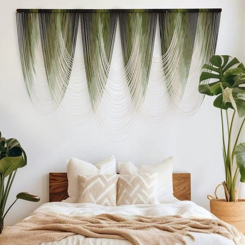 IOWER Macrame Wall Hanging Dip-Dyed Large Macrame Wall Decor Yarn Tapestry 57" W x 41" L For Headboard Bedroom Living Room Boho Fiber Home Art - Image 3