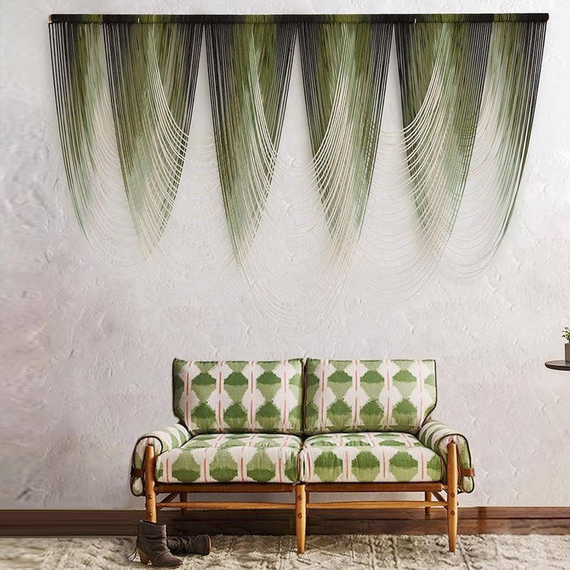 IOWER Macrame Wall Hanging Dip-Dyed Large Macrame Wall Decor Yarn Tapestry 57" W x 41" L For Headboard Bedroom Living Room Boho Fiber Home Art - Image 2