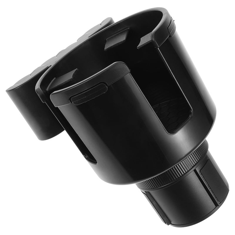 Black Car Cup Holder Organizer with Water Bottle Holder and Coin Tray for Travel Driving - Image 2