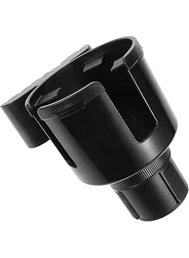 Black Car Cup Holder Organizer with Water Bottle Holder and Coin Tray for Travel Driving - Image 1