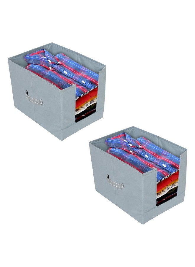 Kuber Industries Kuber Industries Pack of 2 Storage Organizer | Non-Woven Shirt Stacker | Foldable Wardrobe Organizer for Clothes | T-Shirts Organiser for Wardrobe | Grey - Image 1