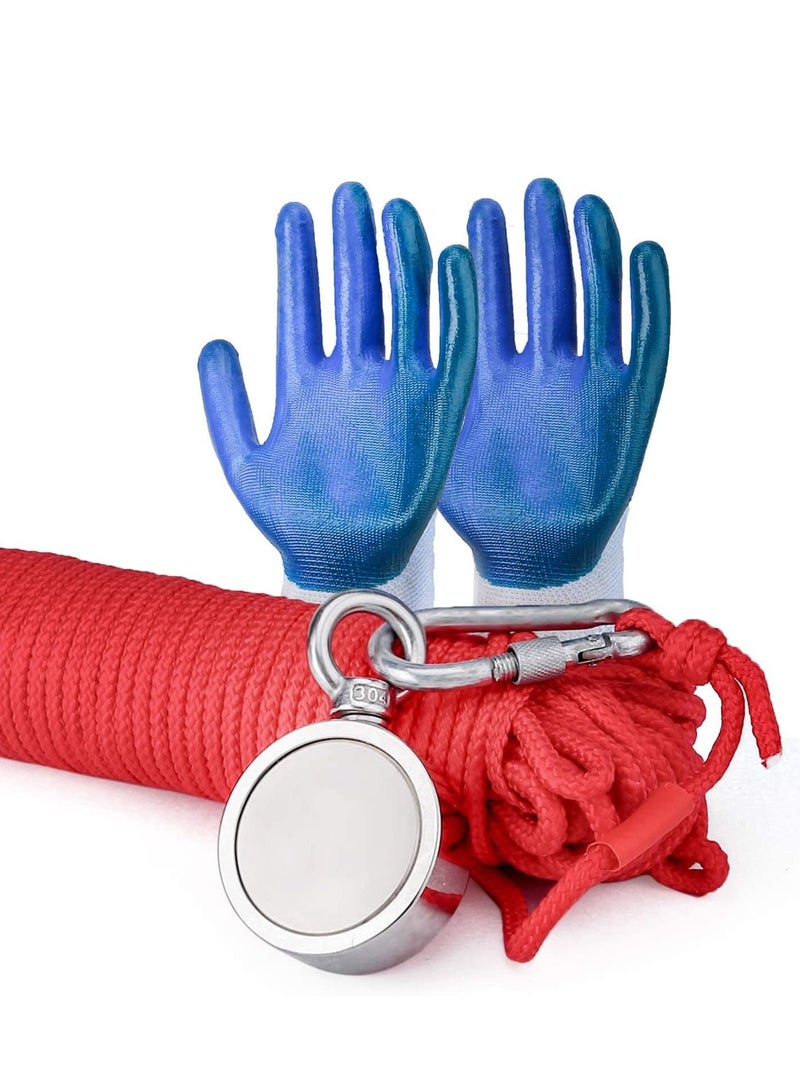 SYOSI Super Strong Neodymium Fishing Magnets, 750 lbs(340KG) Pulling Force Rare Earth Magnet with 20m (65 Foot) Durable Rope and Protective Gloves for Retrieving in River and Magnetic Fish - Image 5