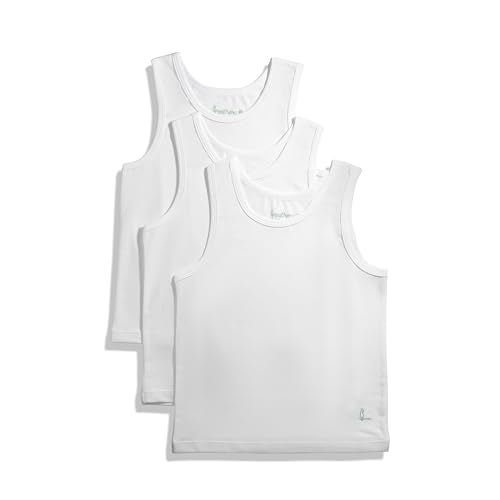Feathers Boys White Tank 100% Cotton Super Soft Tagless Undershirts 3-Pack, Solid White, 6 - Image 1