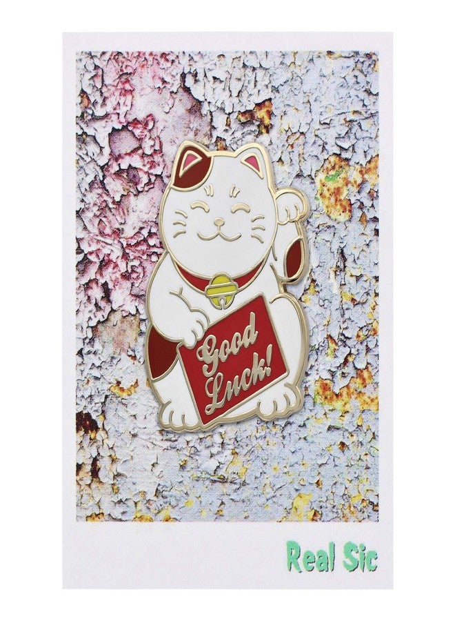 Real Sic Lucky Cat Pin - Good Luck Cat Enamel Pin, Waving Cat Lapel Pin - Cute, Kawaii Good Luck Charm & Gift Accessory for Jackets, Hats, Backpacks & Tops (Calico) - Image 2