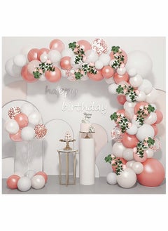 Rose Gold White Balloon Garland Arch Kit with Rose Vines Rose Gold Floral Birthday Party Decorations Supplies for Bridal Shower Bachelorette Baby Shower Birthday Decorations for Girls Women