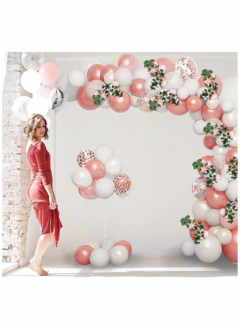 KASTWAVE - Rose Gold White Balloon Garland Arch Kit with Rose Vines Rose Gold Floral Birthday Party Decorations Supplies for Bridal Shower Bachelorette Baby Shower Birthday Decorations for Girls Women - Image 1