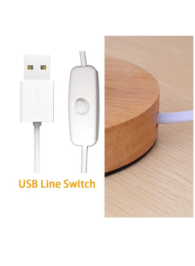 MIXDE Bedside Table Lamp, USB switch cable LED Bedrooms Lamps, Nightstand Desk Lamp, Minimalist Solid Wood Round Base with Fabric Shade for Living Room, Kids Room, Office - Image 2