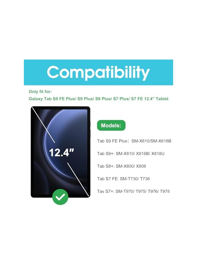 Procases 2 Pack Screen Protector For Galaxy Tab S9 Fe Plus S9 Plus S8 Plus Tab S7 Fe Tab S7 Plus 12.4 Inch 9H Hardness Tempered Glass Hd Clear Film For Galaxy Tablet Sm X610 X810 X800 T730 T970 - Image 2