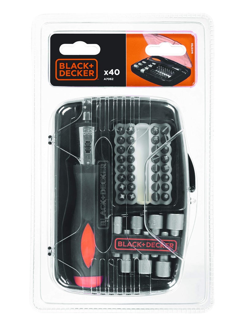 Black+Decker A7062 40-Piece Screwdriver and Ratcheting Bit Set with Storage Case - Professional Hand Tool Kit for DIY & Home Repairs - Image 3
