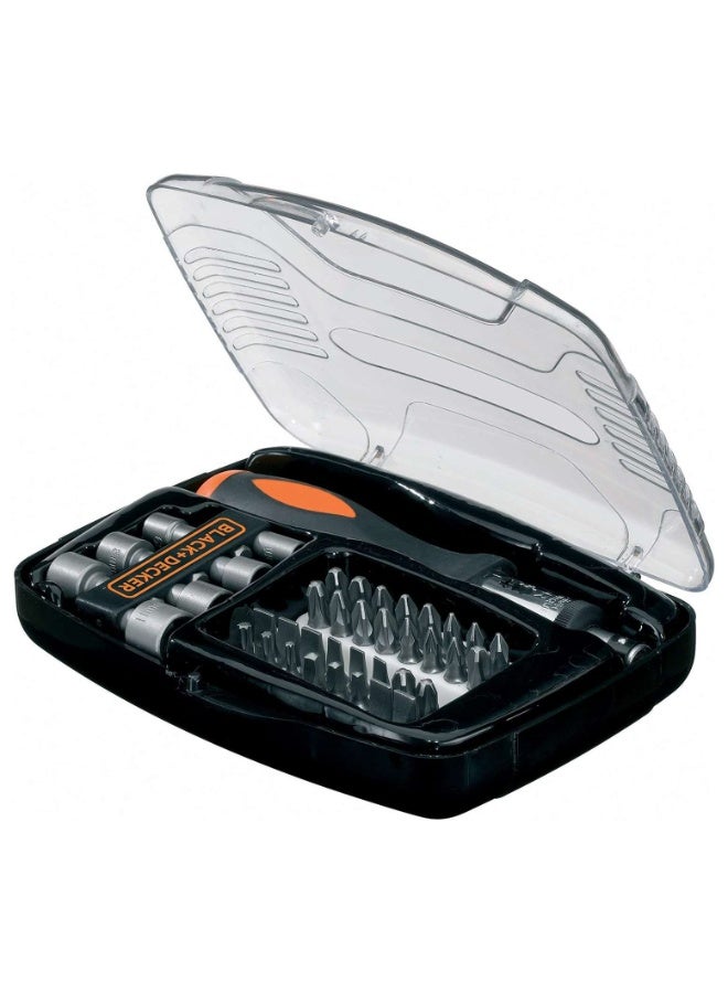 Black+Decker A7062 40-Piece Screwdriver and Ratcheting Bit Set with Storage Case - Professional Hand Tool Kit for DIY & Home Repairs - Image 2