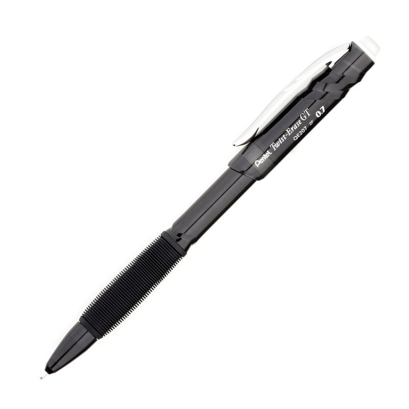 Pentel Twist-Erase GT, 0.7mm, Mechanical Pencil Transparent Black, Box of 12 (QE207A) - Image 1
