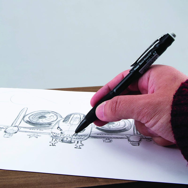 Pentel Twist-Erase GT, 0.7mm, Mechanical Pencil Transparent Black, Box of 12 (QE207A) - Image 2