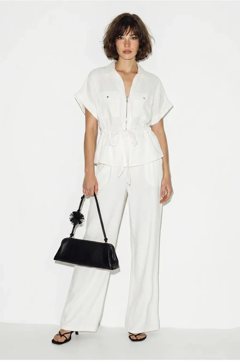 بيانكو لوتشي LUCCI Women's Vest And Wide-Leg Trousers Set