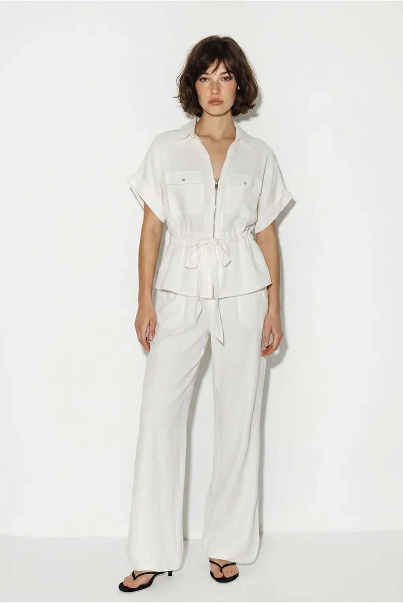 بيانكو لوتشي LUCCI Women's Vest And Wide-Leg Trousers Set
