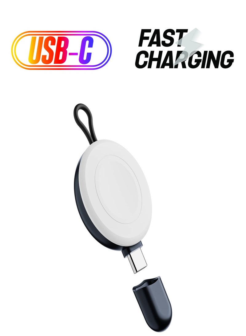 Zikra USB-C Charger for Apple Watch, Portable Wireless Magnetic Fast Charging Compatible with Apple iWatch Ultra/Series 8/7/6/5/4/3/SE Travel Pod Charger, Cordless Travel Charger Keychain - Image 1