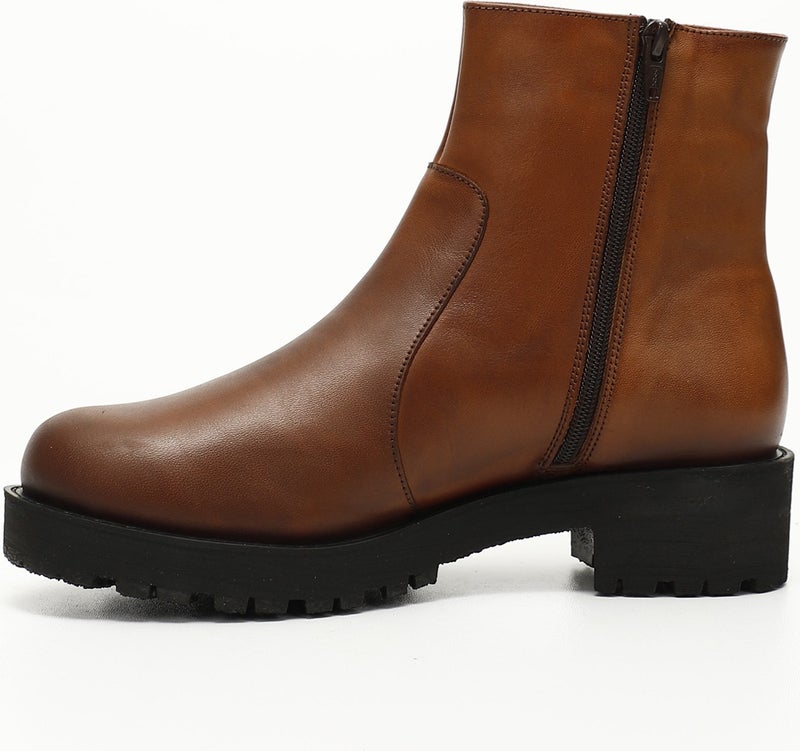 Gönderi(r) Gön Genuine Leather Round Toe Heel Rubber Sole Zippered Women's Casual Boots 52421  - Image 4