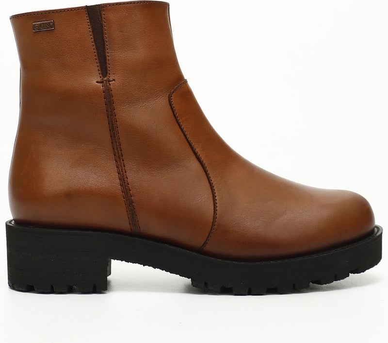 Gönderi(r) Gön Genuine Leather Round Toe Heel Rubber Sole Zippered Women's Casual Boots 52421  - Image 1