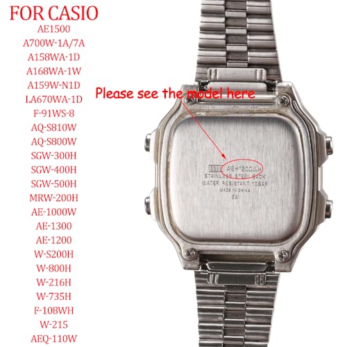 XBDSW 18mm Stainless Steel Replacement Watchband Compatible with Casio F-108WH AE1200WH A168WA A158WA LA670WGA A700W Women's and Men's Watch Accessories (Silver1) - Image 3