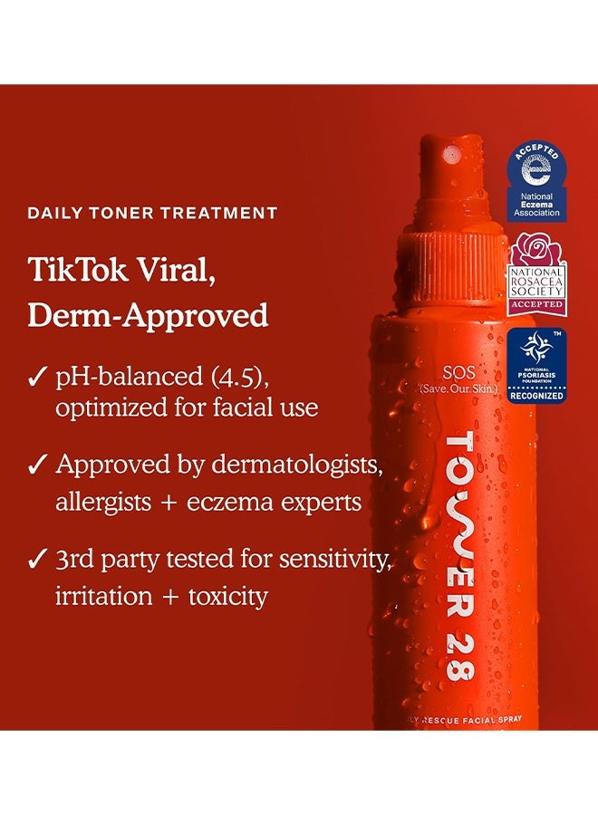 Tower 28 SOS Daily Rescue Facial Spray - The Miracle pH - Balancing Toner! Hypochlorous Acid Formula For Ultra - Sensitive Skin, Full Size Toner For Face, 4 Fl Oz - Image 3