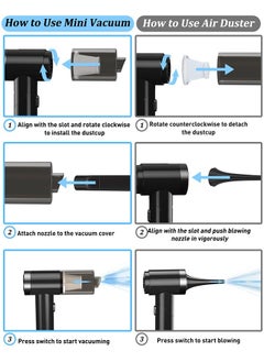 Xoopla 2 in 1 Air Duster / Mini Vacuum 4000mAh 120W 8000pa Suction, Foldable Compressed Air Duster Rechargeable Handheld Vacuum Cordless Keyboard Cleaner Air Blower Car Vacuum Cleaner for Compute/Car/House  - Image 4