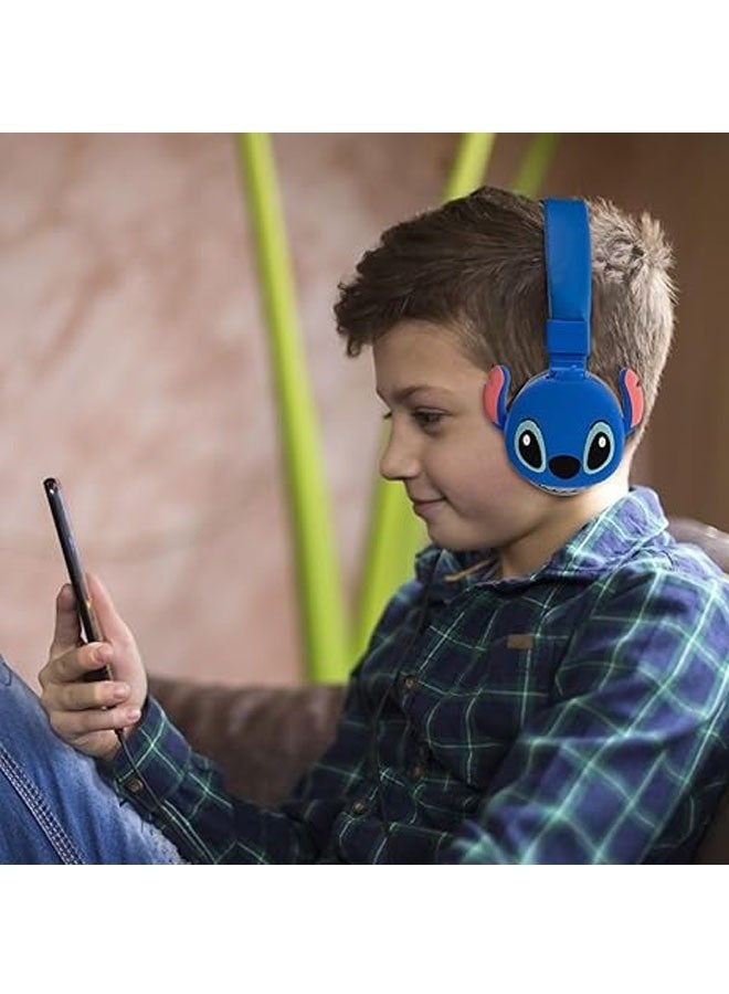 سماعات أذن لاسلكية بلوتوث بتصميم خياطة زرقاء للأطفال، سماعات قابلة للطي للأطفال مع تقنية تقليل الضوضاء، مناسبة لسماعات ستيريو للأطفال مع بطاقات TF، الهواتف المحمولة والأجهزة اللوحية. - Image 3