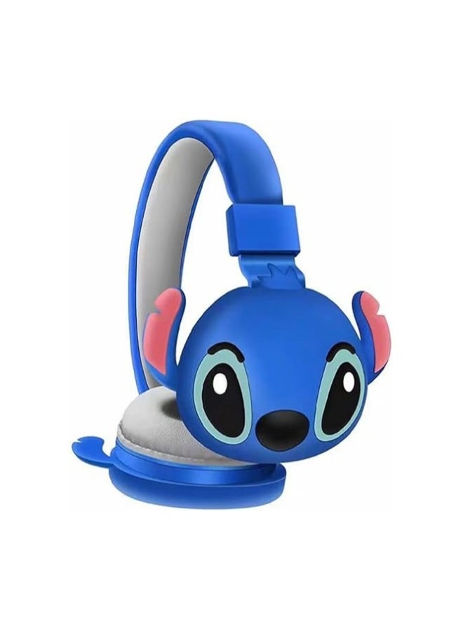 سماعات أذن لاسلكية بلوتوث بتصميم خياطة زرقاء للأطفال، سماعات قابلة للطي للأطفال مع تقنية تقليل الضوضاء، مناسبة لسماعات ستيريو للأطفال مع بطاقات TF، الهواتف المحمولة والأجهزة اللوحية. - Image 1