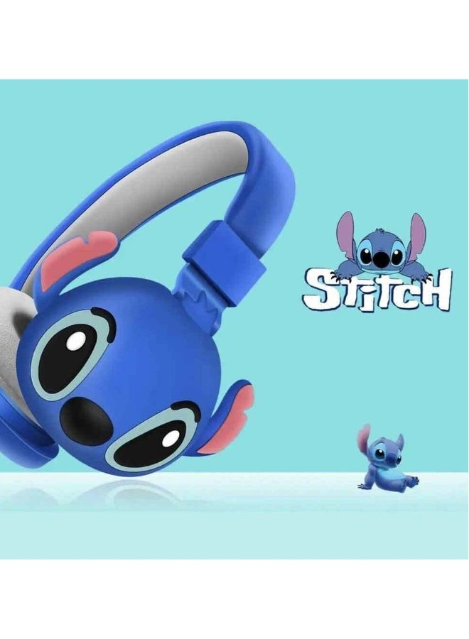 سماعات أذن لاسلكية بلوتوث بتصميم خياطة زرقاء للأطفال، سماعات قابلة للطي للأطفال مع تقنية تقليل الضوضاء، مناسبة لسماعات ستيريو للأطفال مع بطاقات TF، الهواتف المحمولة والأجهزة اللوحية. - Image 5