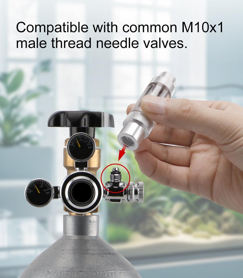 Clscea Aquarium CO2 Bubble Counter with Built-in Check Valve for CO2 Generator Regulator, Single Head - Image 2