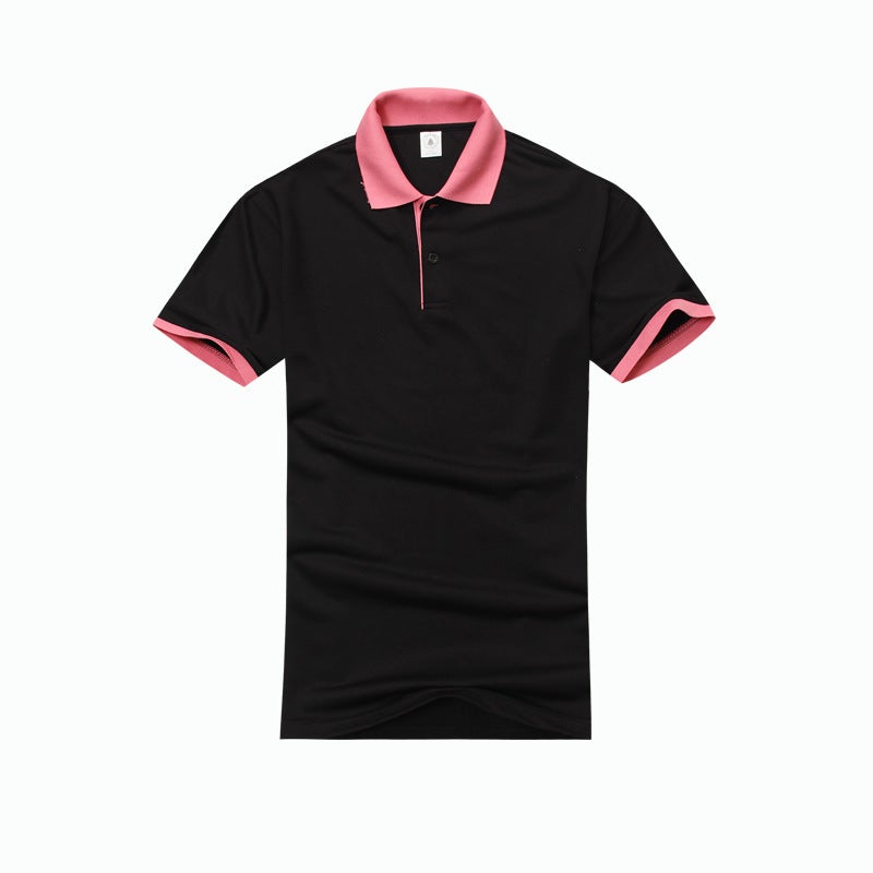 Mens and womens short-sleeved T-shirt turtle polyester-cotton contrast collar advertising shirt custom-made work clothes company high-grade custom-made manufacturers Black and Rose Red 