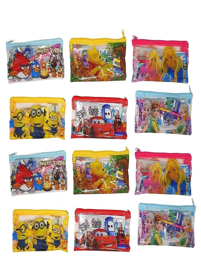 UJJAINWAL Stationery Set Pouch Gift Set(Pencil/Scale/Eraser/Sharpner) Kanya Pujan Gifts Set For Kids Girls Boy Birthday/Kanjak/Navratri Return Gifts Pack Of 12, Graphite - Image 1