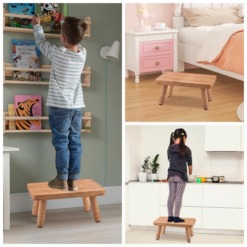EOKPHULL Wooden Step Stool for Adults Seniors, Anti-Slip One Step Stools, Heavy Duty Stepping Stools Kitchen Step Stool with 500lbs Capacity for Office, Bedroom, Kitchen, Bathroom - Image 2